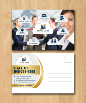 Postcard Design by ecorokerz for Metro Coast Insurance | Design #14599665