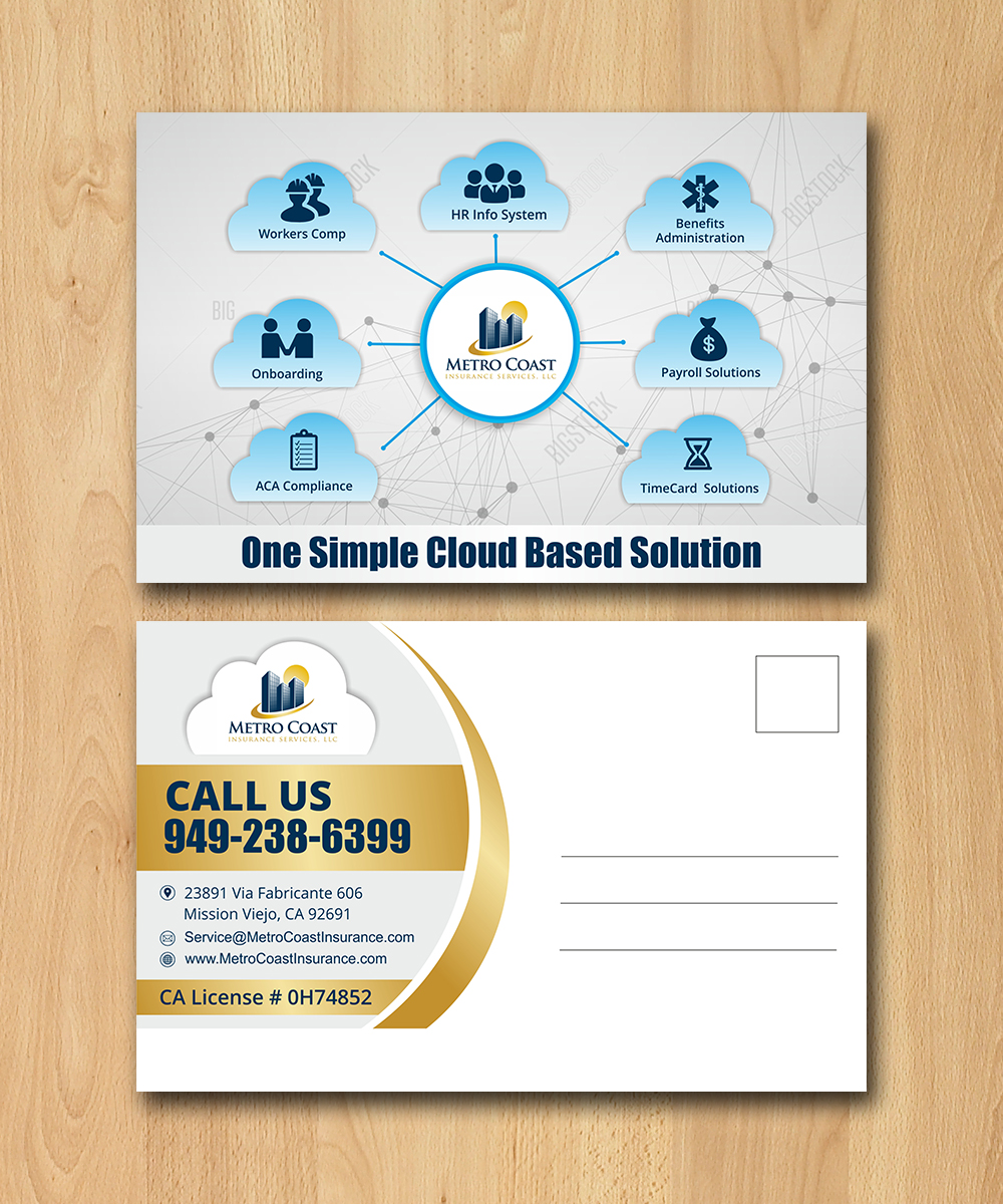Postcard Design by ecorokerz for Metro Coast Insurance | Design #14599666