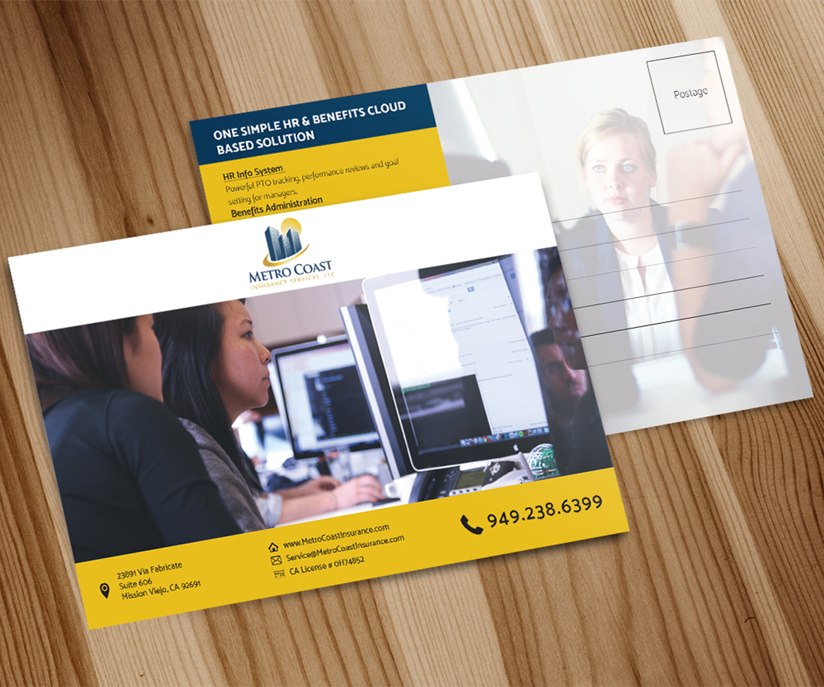 Postcard Design by Muhamad Mousa for Metro Coast Insurance | Design #14638199