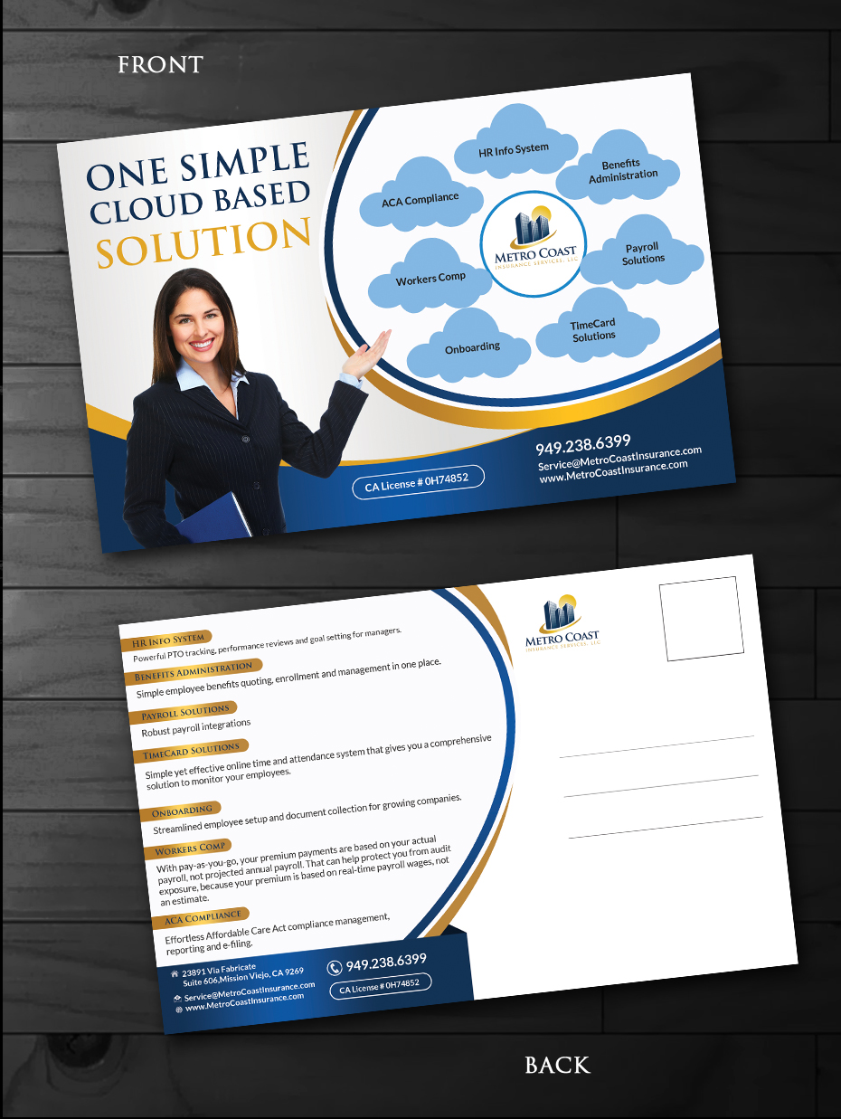 Postcard Design by innovative earth for Metro Coast Insurance | Design #14600440