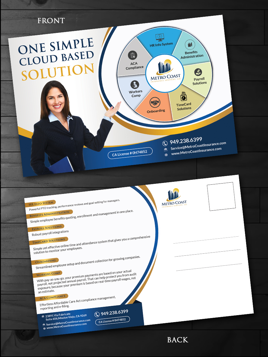 Design de Carte Postale par innovative earth pour Metro Coast Insurance | Design #14602679