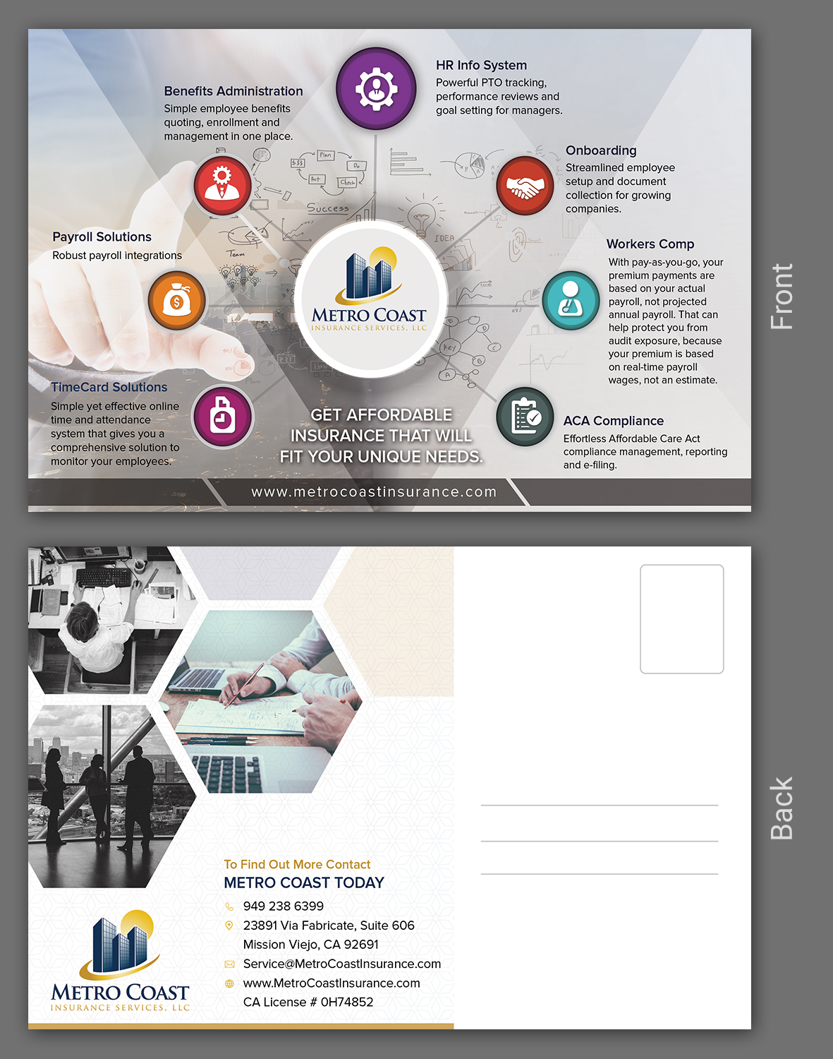 Postcard Design by SAI DESIGNS for Metro Coast Insurance | Design #14637541