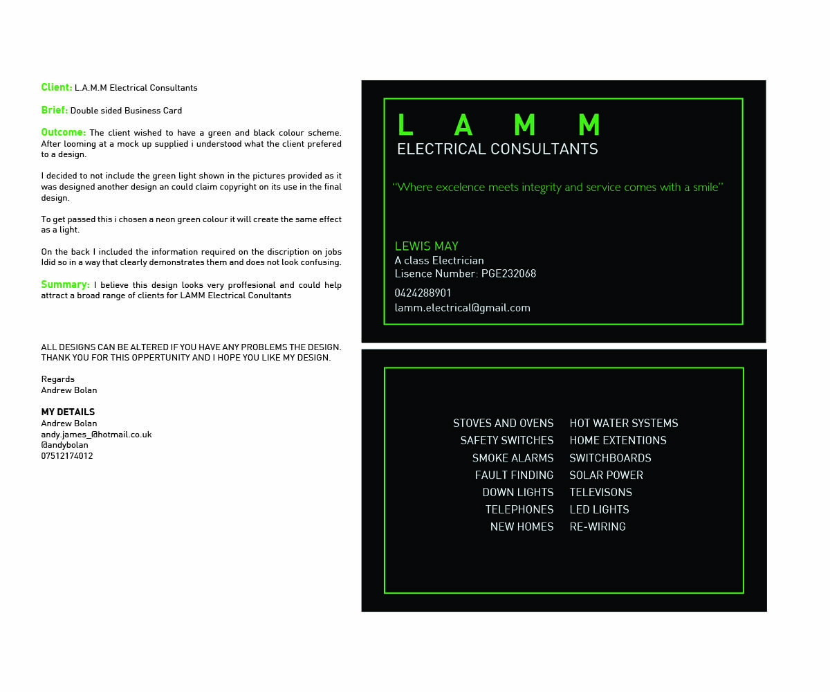 Business Card Design by AndyBolan for this project | Design #5466326