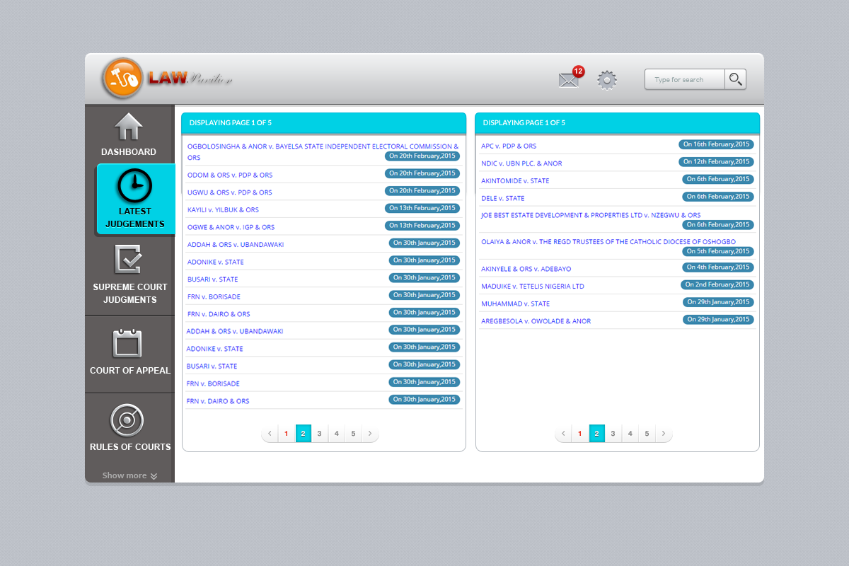 App Design by Okan Mawon for Grace InfoTech Limited (LawPavilion) | Design #5895023