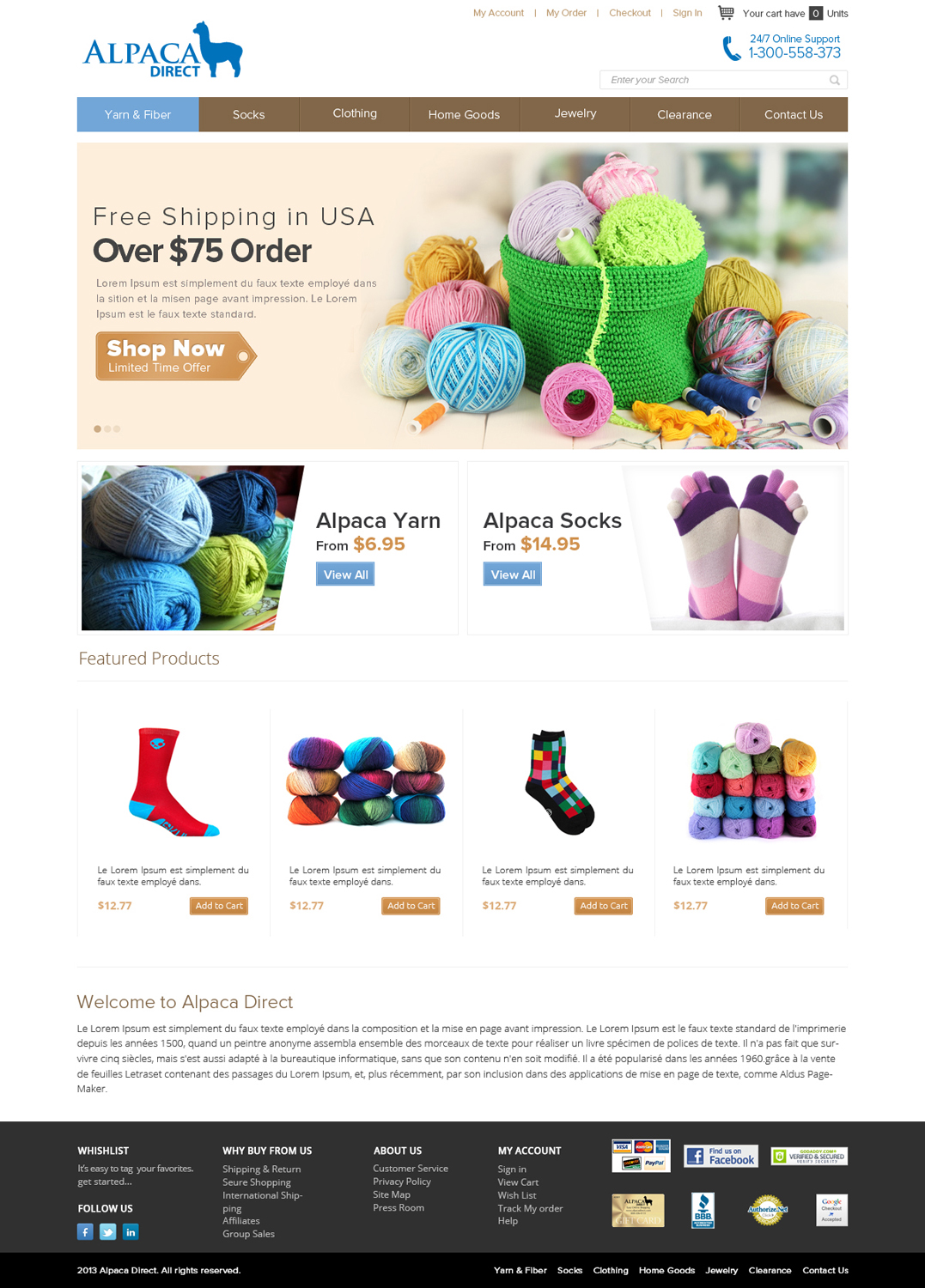 Web Design by OM for Alpaca Direct | Design #1909709