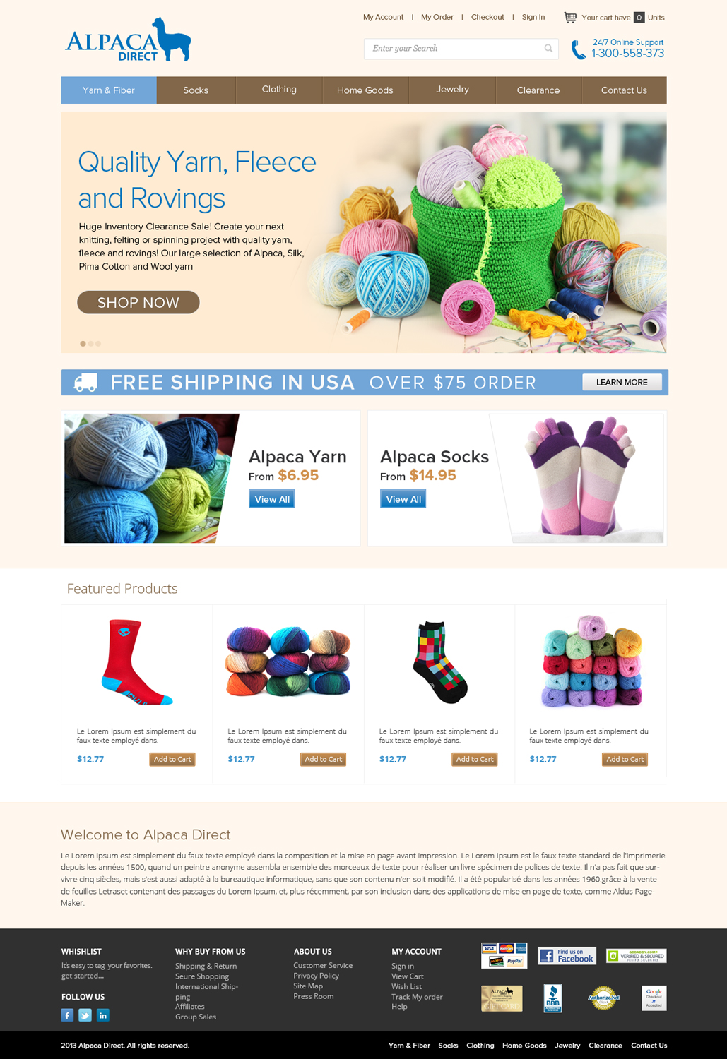 Web Design by OM for Alpaca Direct | Design #1935660