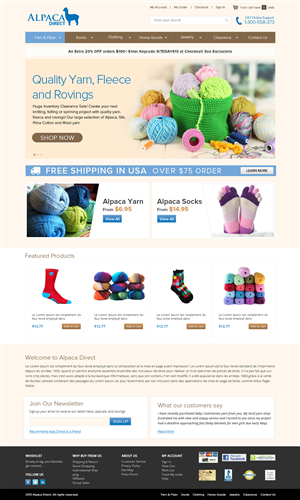 Home Page  Design (PSD Only) - Ecommerce - Yarn, Apparel and Socks | Diseño Web por OM