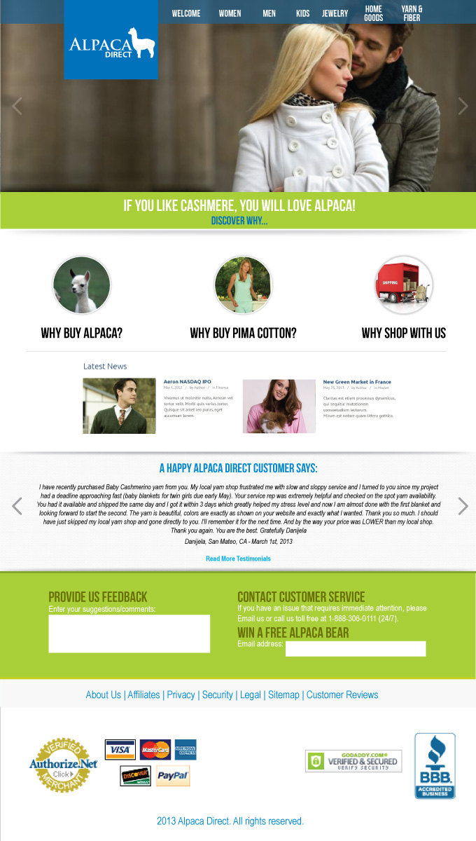 Web Design by JCR for Alpaca Direct | Design #1909624