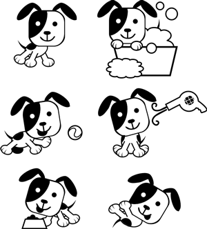 Fun cartoon dog illustrations for Grooming Shop | Diseño Con Ilustración por ChrisMoon