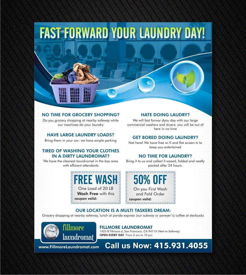 Flyer Design by Influential Guyz for Fillmore Laundromat | Design #1531418