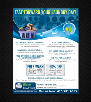 Diseño de Flyer por Influential Guyz para Fillmore Laundromat | Diseño: #1531418