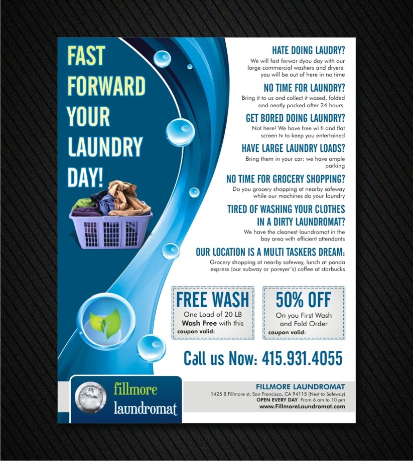 Flyer Design by Influential Guyz for Fillmore Laundromat | Design #1534709