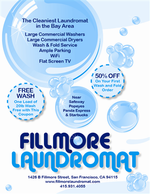 Diseño de Flyer por Laser Creations para Fillmore Laundromat | Diseño: #1514741