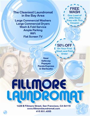 Diseño de Flyer por Laser Creations para Fillmore Laundromat | Diseño: #1514756