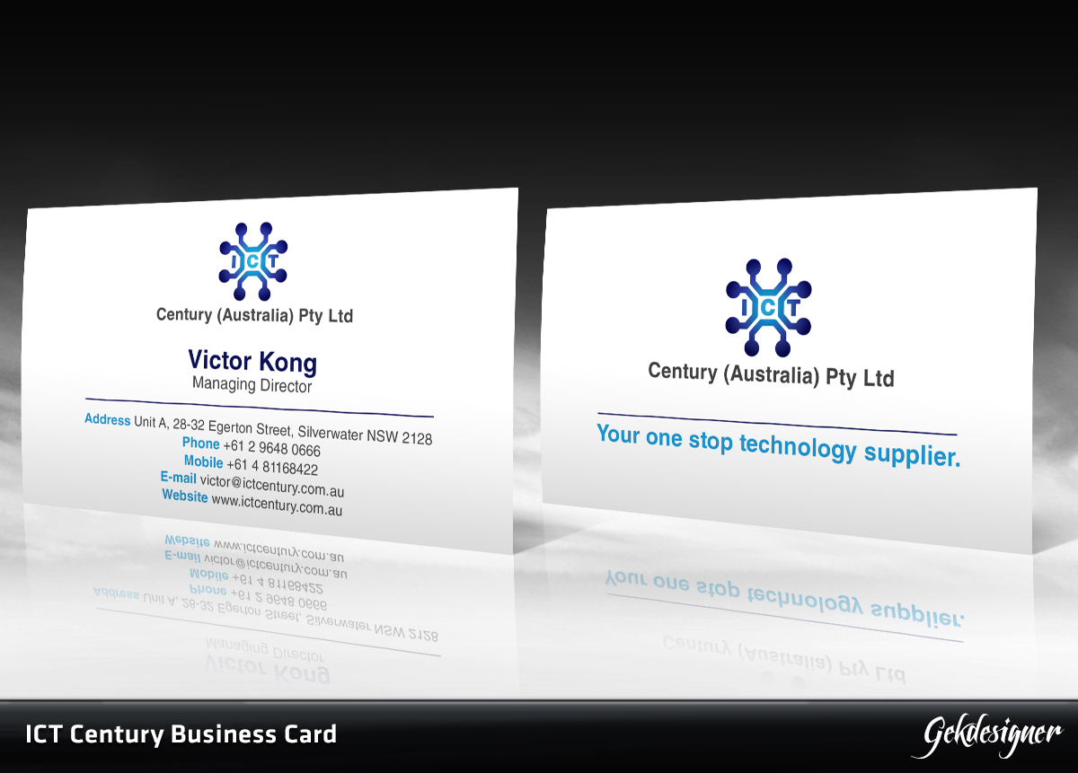 Business Card Design by gekgrfx for ICT Century Australia Pty Ltd | Design #1580338