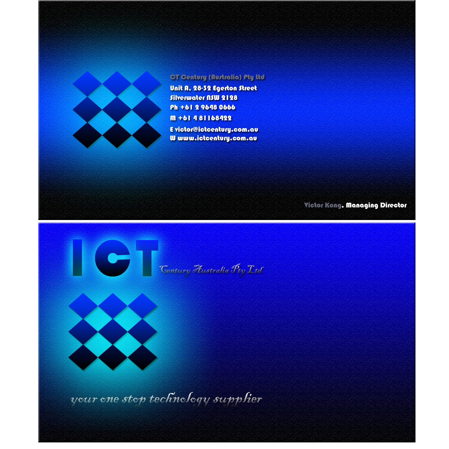 Business Card Design by KarlCloy for ICT Century Australia Pty Ltd | Design #1511366