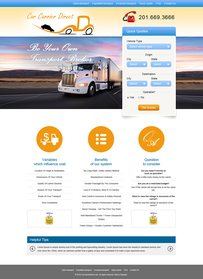 Diseño Web por KS Designs para Car Carrier Direct | Diseño #5553650