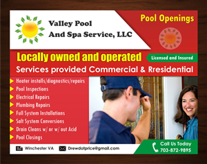 Postcard Design by harmi_199 for Valley Pool And Spa Service, LLC | Design: #5488125