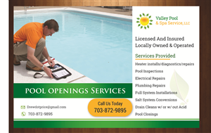 Postcard Design by harmi_199 for Valley Pool And Spa Service, LLC | Design: #5490480