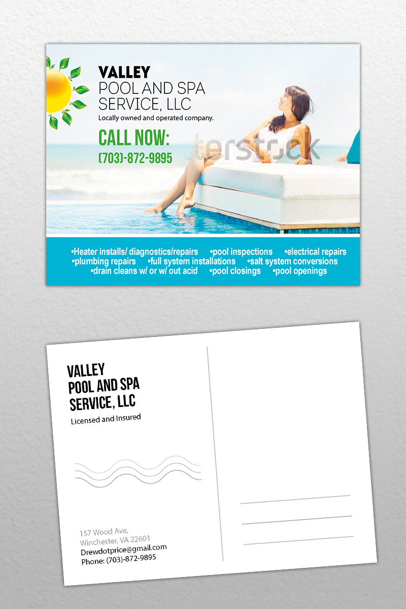 Postcard Design by Svetlin Angelov for Valley Pool And Spa Service, LLC | Design #5519663