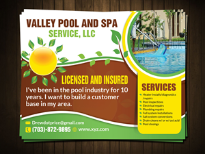 Postcard Design by ESolz Technologies for Valley Pool And Spa Service, LLC | Design #5492628