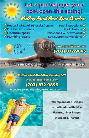 Postcard Design by paulm for Valley Pool And Spa Service, LLC | Design #5529794