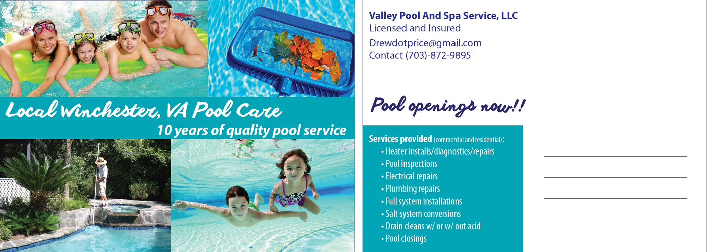Postcard Design by Jason Vantran for Valley Pool And Spa Service, LLC | Design #5487653