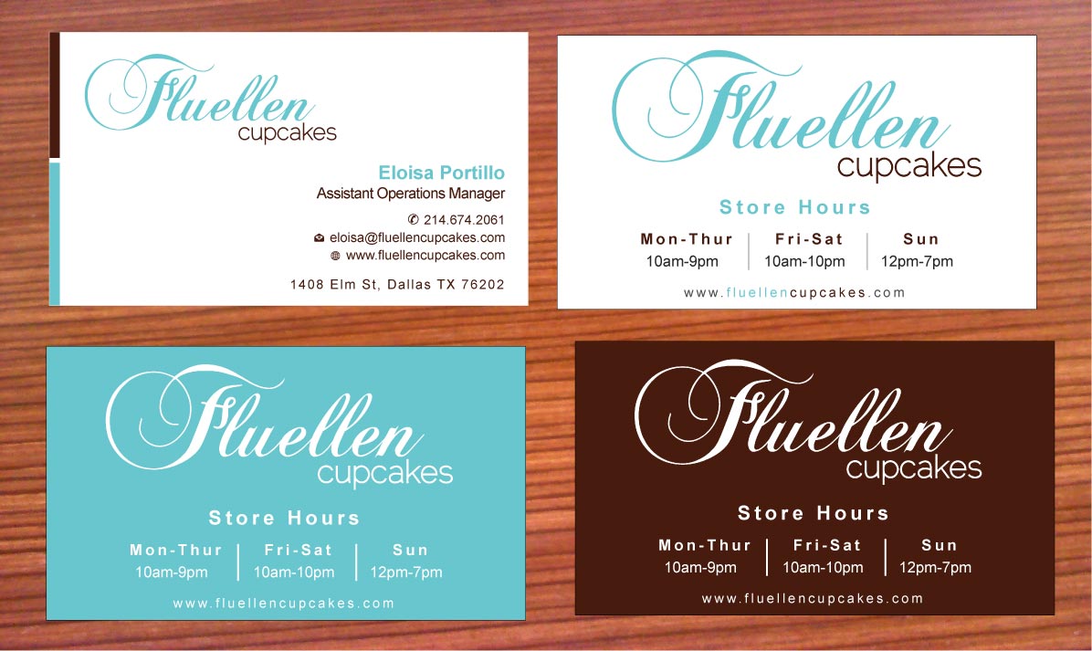 Visitenkarten-Design von Sbss für Fluellen Cupcakes | Design #1517171