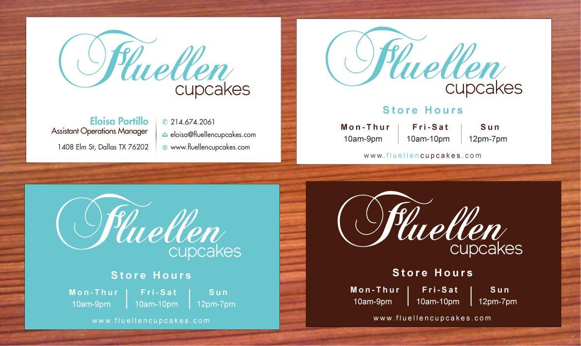 Visitenkarten-Design von Sbss für Fluellen Cupcakes | Design #1517270