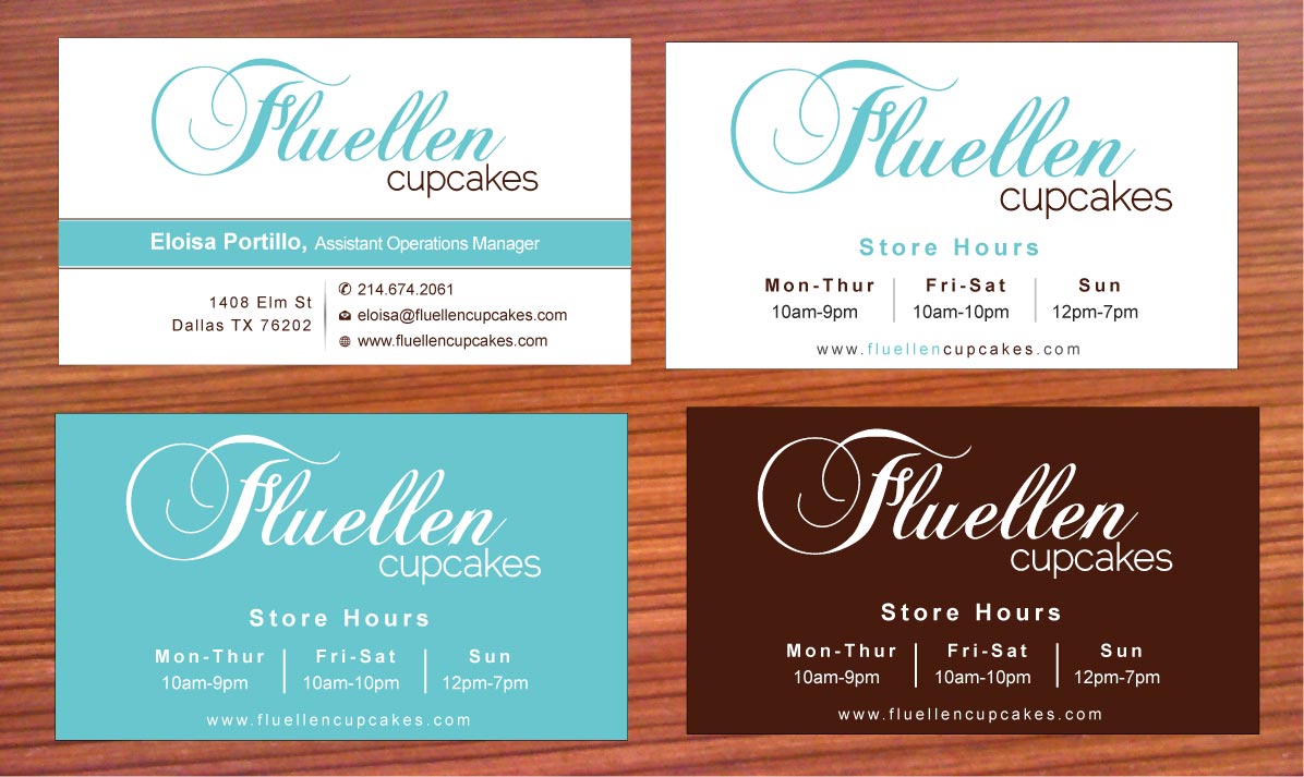 Visitenkarten-Design von Sbss für Fluellen Cupcakes | Design #1517279