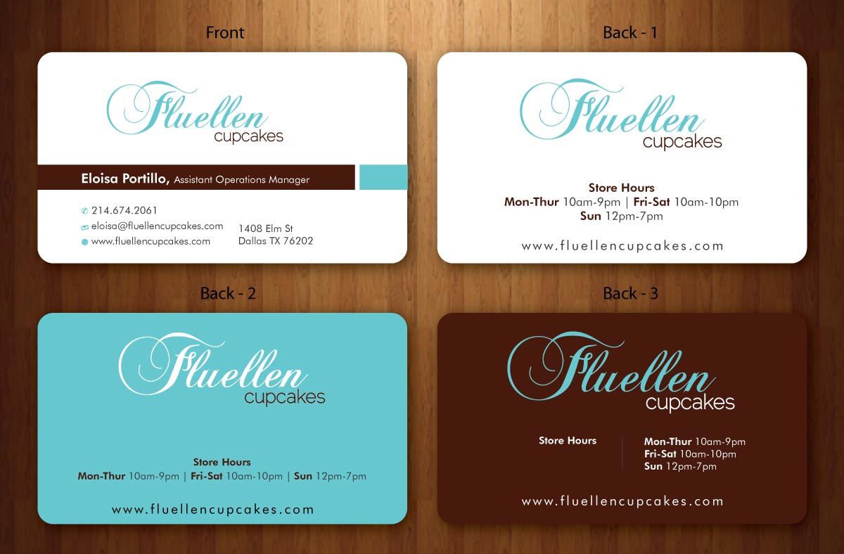 Visitenkarten-Design von Sbss für Fluellen Cupcakes | Design #1517973