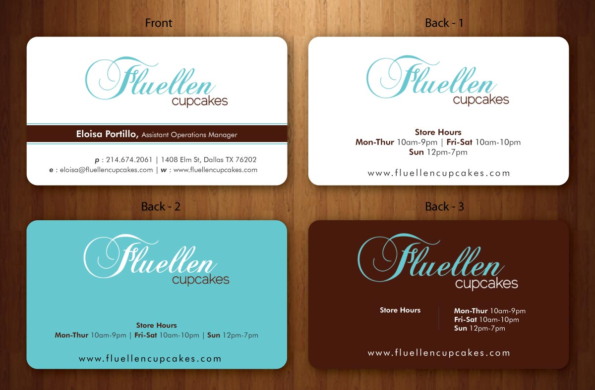 Visitenkarten-Design von Sbss für Fluellen Cupcakes | Design #1518001