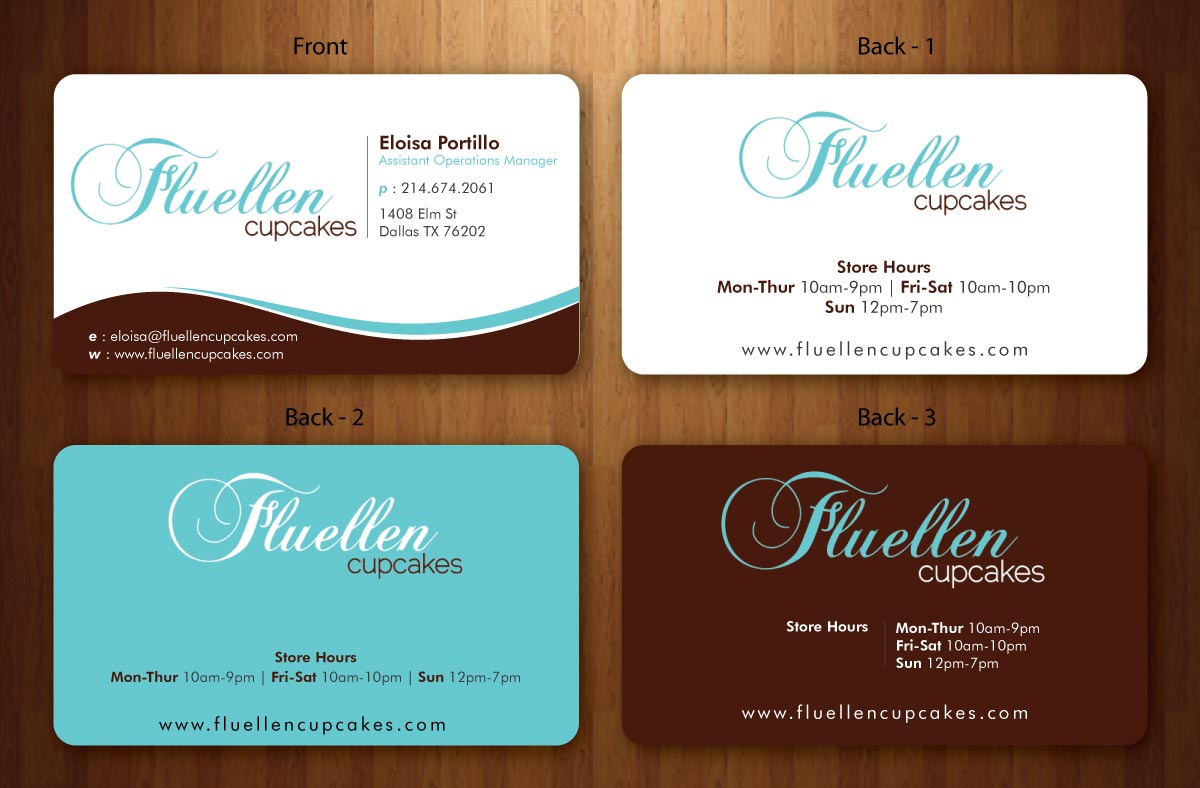 Visitenkarten-Design von Sbss für Fluellen Cupcakes | Design #1518023