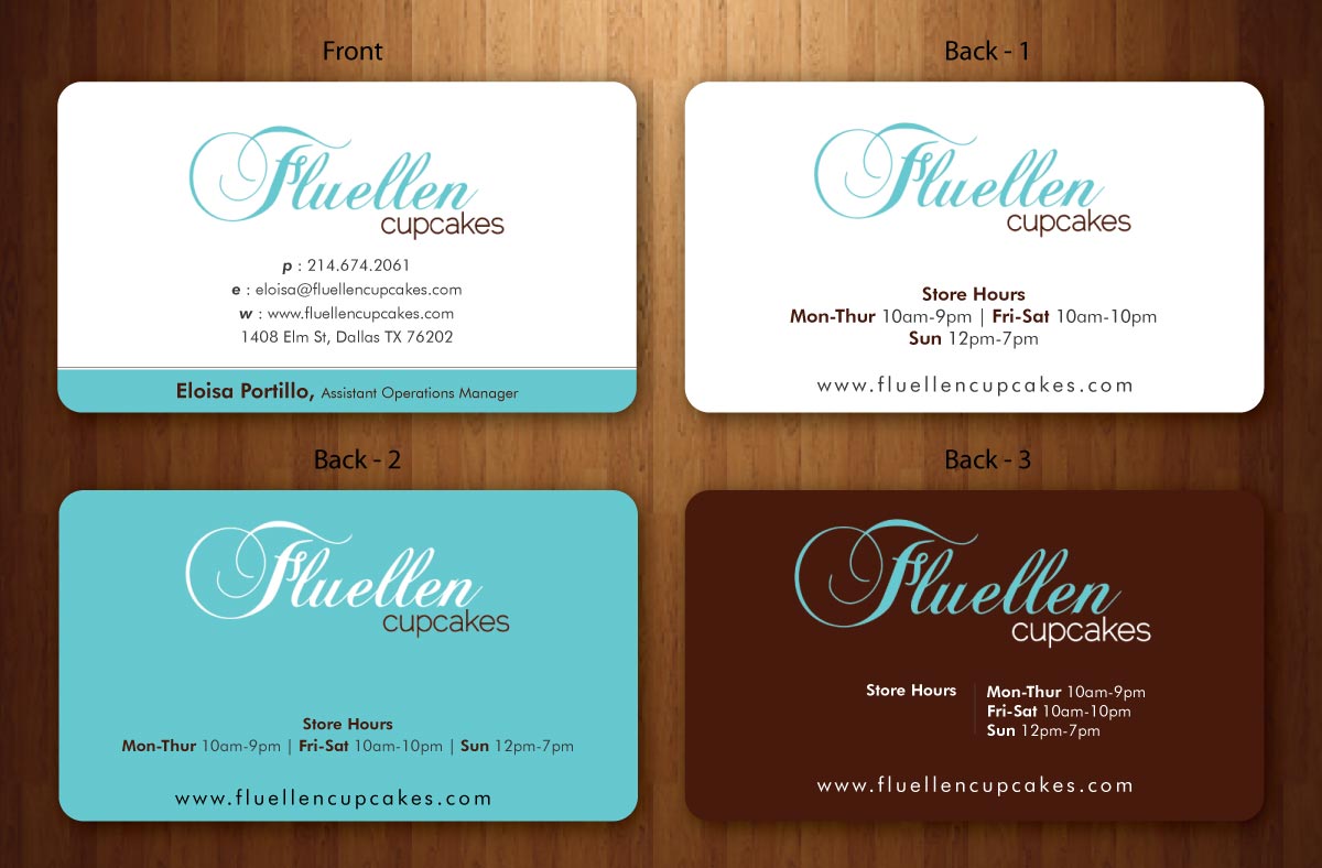 Business Card Design by Sbss for Fluellen Cupcakes | Design #1518025