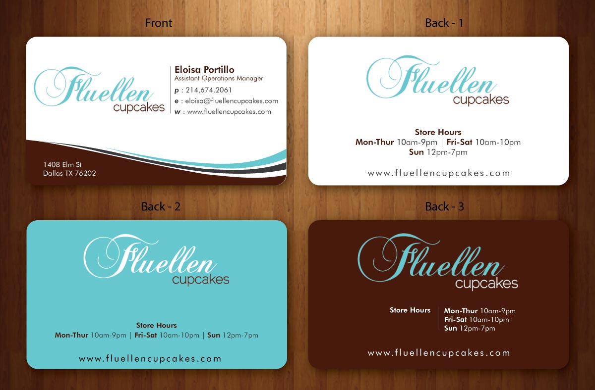Visitenkarten-Design von Sbss für Fluellen Cupcakes | Design #1518027