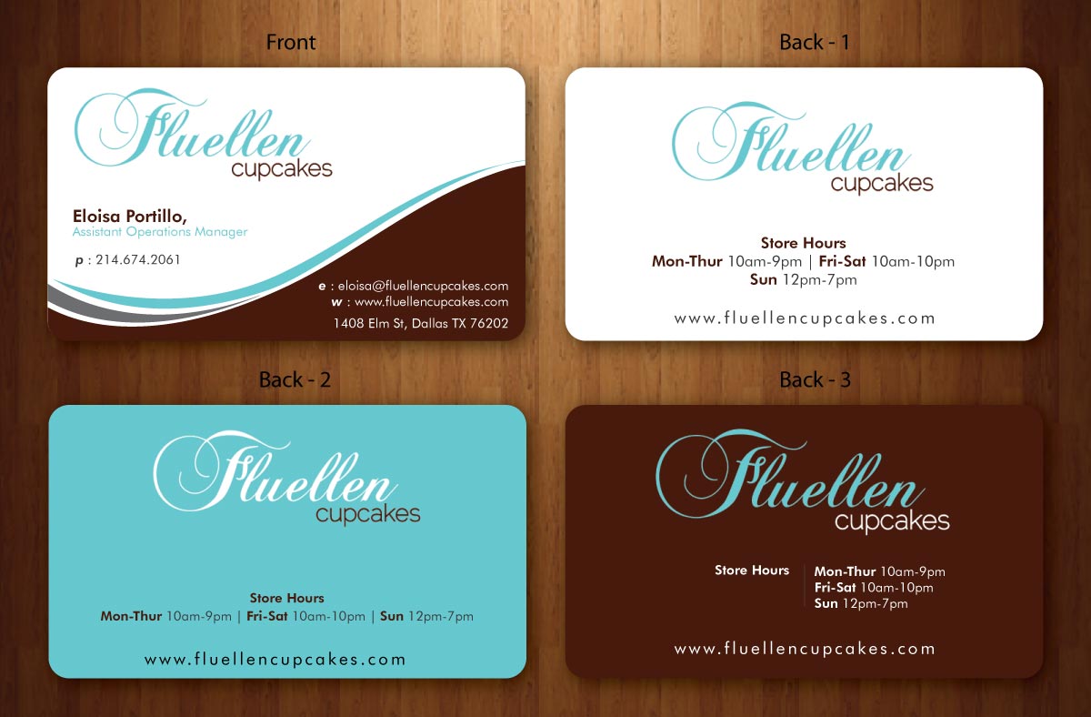 Visitenkarten-Design von Sbss für Fluellen Cupcakes | Design #1518041