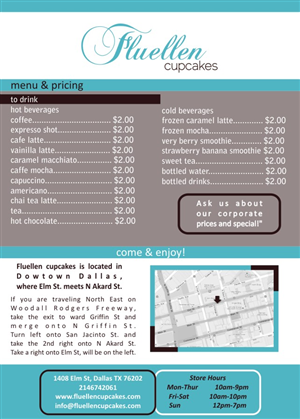 Menu Design by ginver for Fluellen Cupcakes | Design: #1547564
