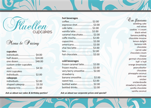 Menu Design by ginver for Fluellen Cupcakes | Design: #1547570