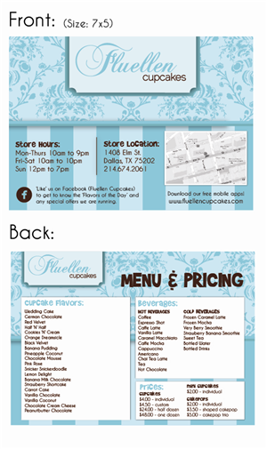 Menu Design by jessMarie for Fluellen Cupcakes | Design: #1556607