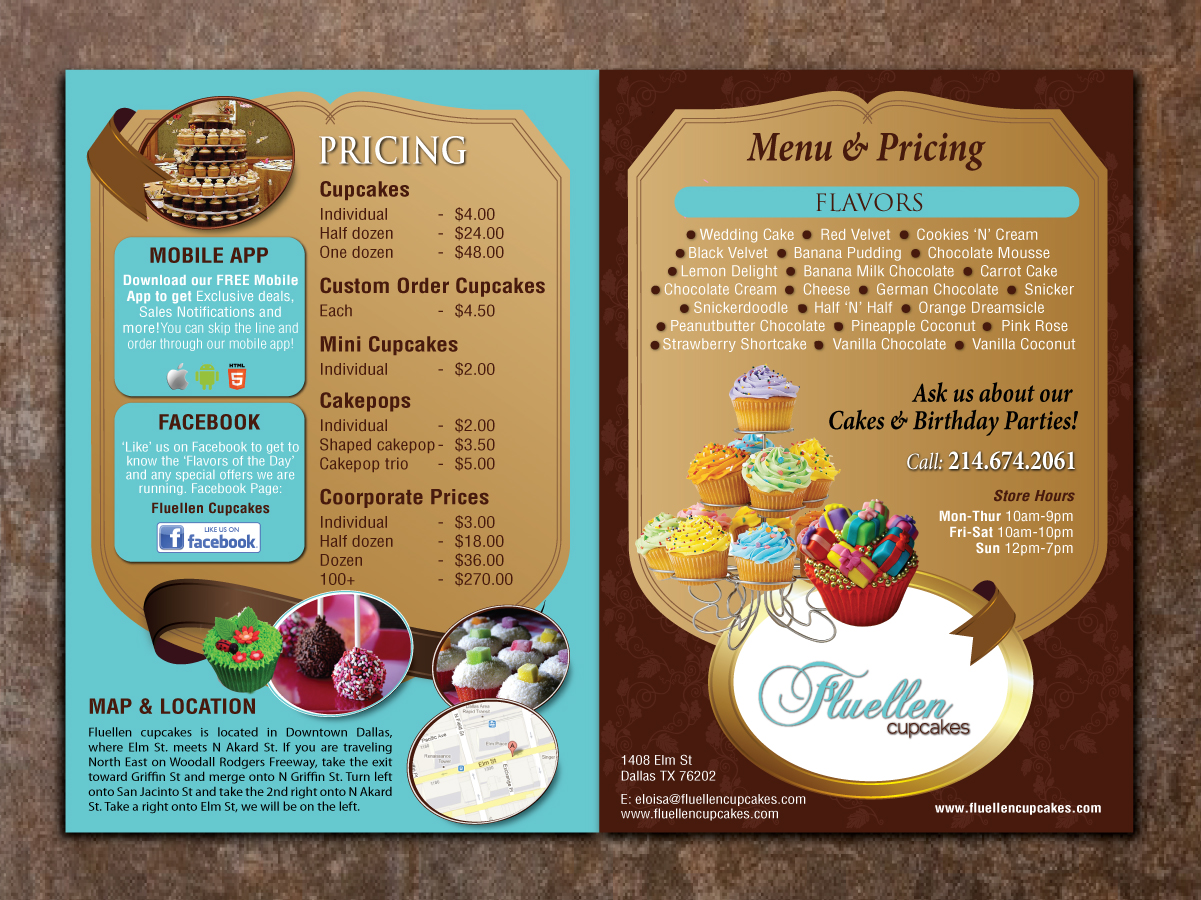 Design de Menu par Sbss pour Fluellen Cupcakes | Design #1530790