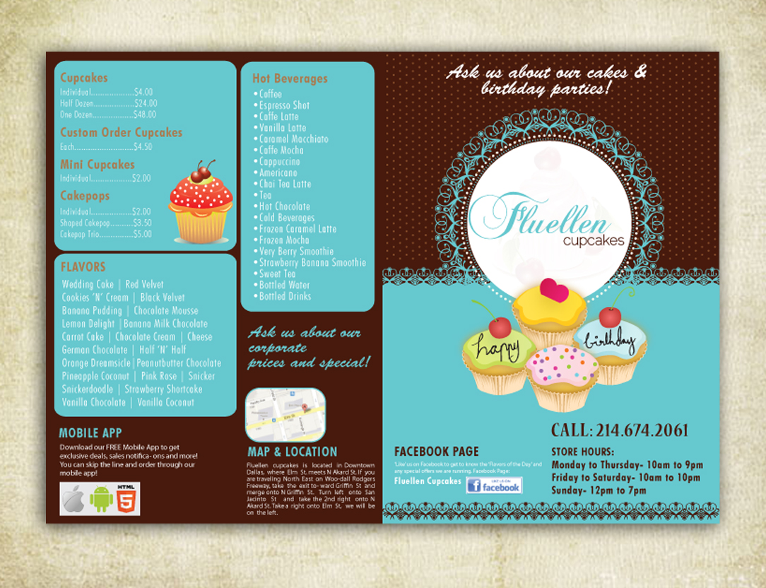 Menu Design by Sbss for Fluellen Cupcakes | Design #1531973