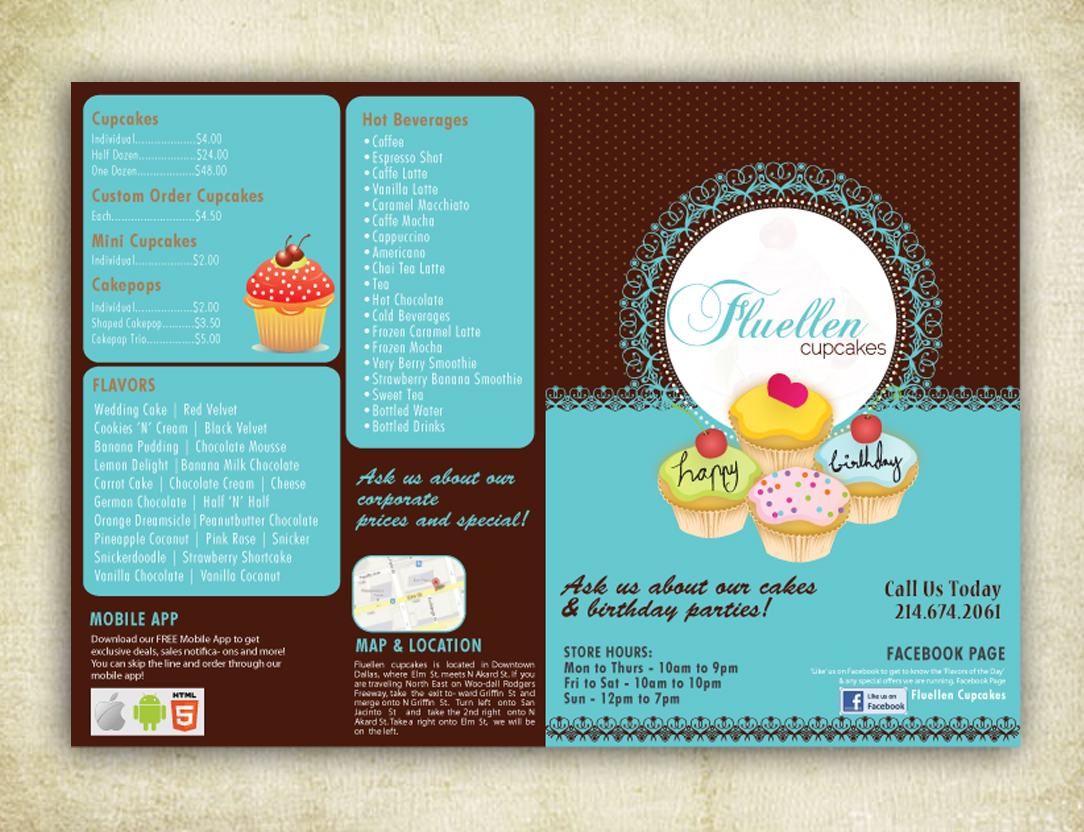 Menu Design by Sbss for Fluellen Cupcakes | Design #1532046