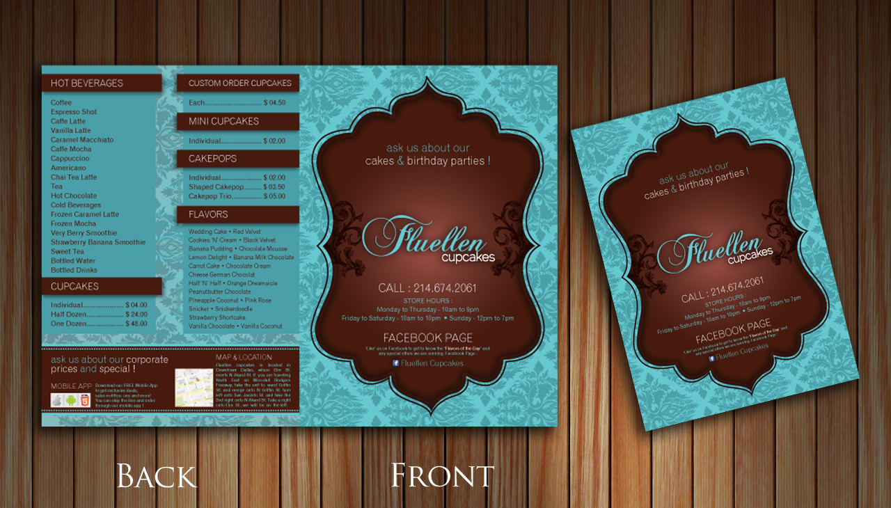 Menu Design by Sbss for Fluellen Cupcakes | Design #1536472