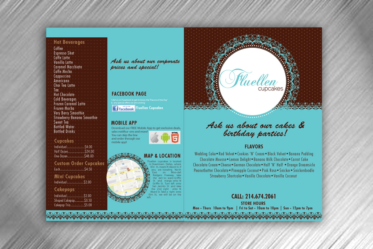Menu Design by Sbss for Fluellen Cupcakes | Design #1536476