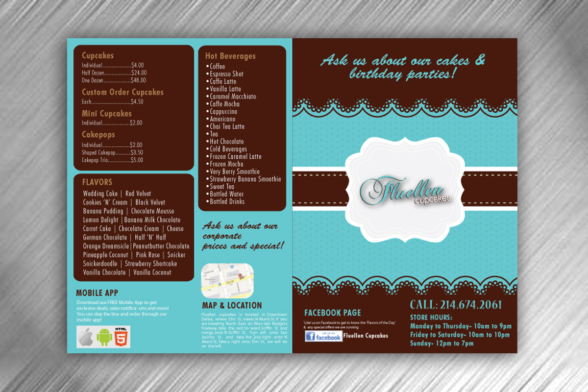 Design de Menu par Sbss pour Fluellen Cupcakes | Design #1536478
