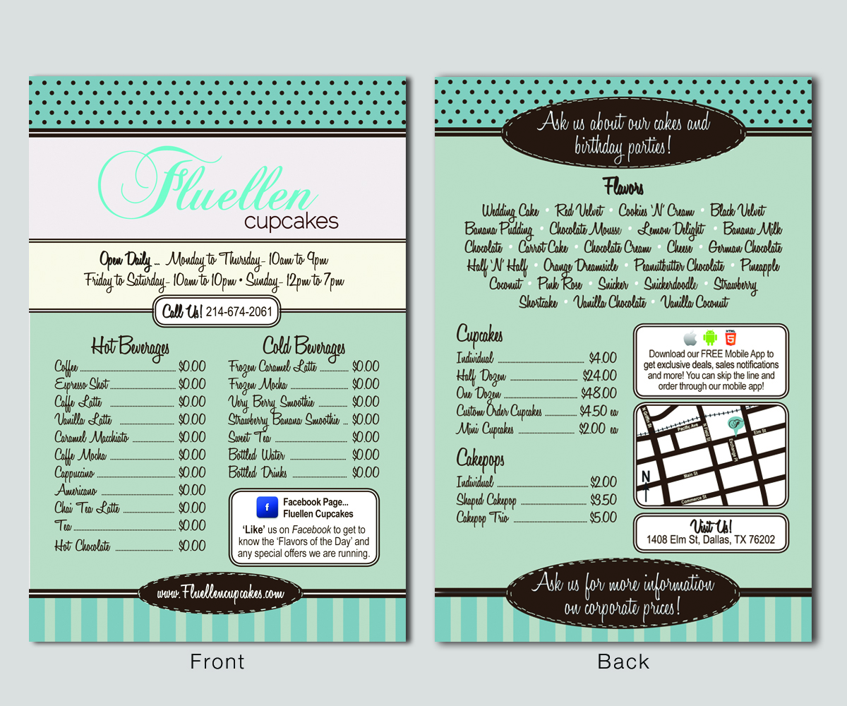 Menü-Design von Alison für Fluellen Cupcakes | Design #1535305