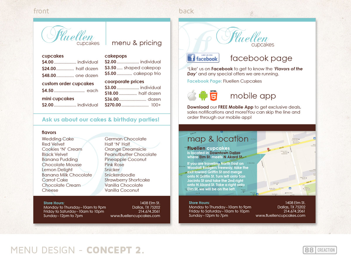 Design de Menu par 88 creaction pour Fluellen Cupcakes | Design #1528633