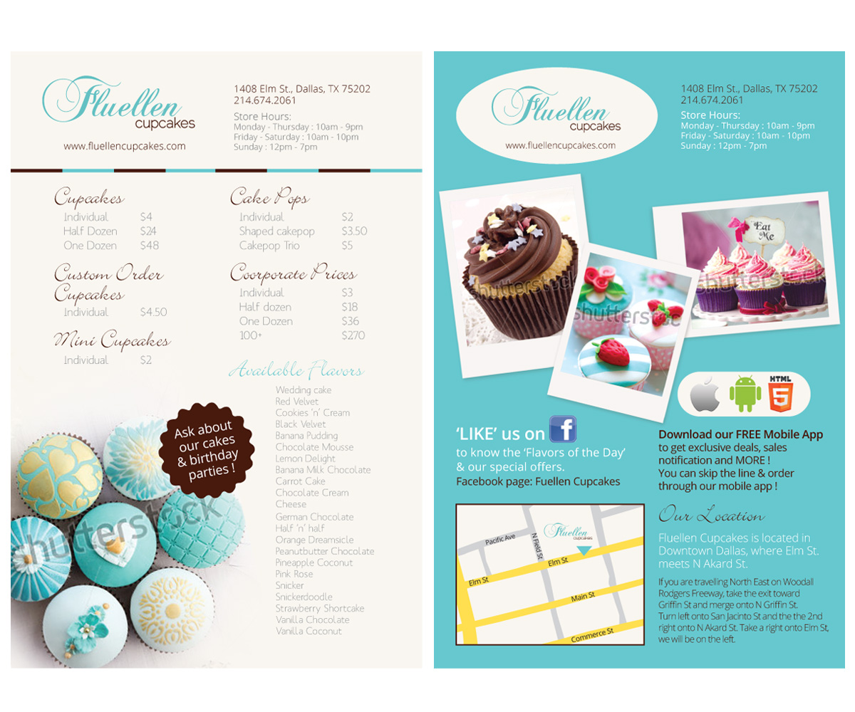 Menu Design by NoirBlanc for Fluellen Cupcakes | Design #1518064