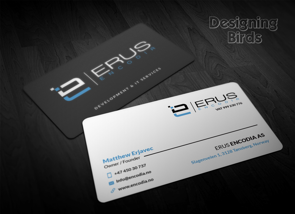 Business Card Design by Designing Birds for Erus Encodia AS | Design #5502015
