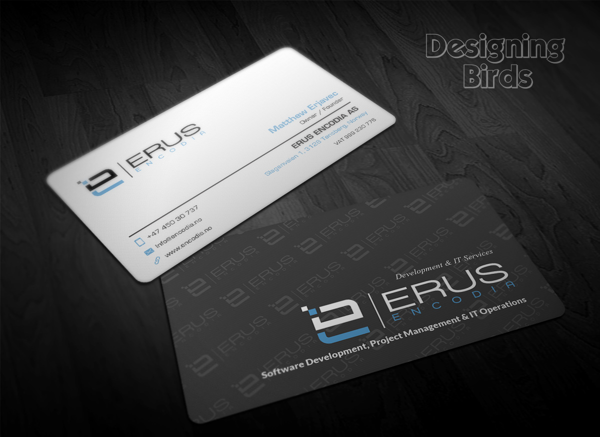 Business Card Design by Designing Birds for Erus Encodia AS | Design #5502028
